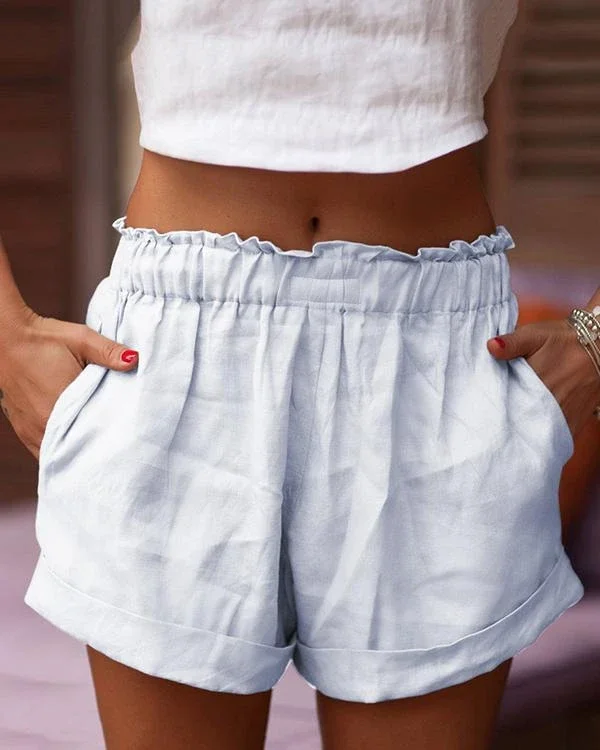summer shorts pockets elastic waist casual shorts p113164
