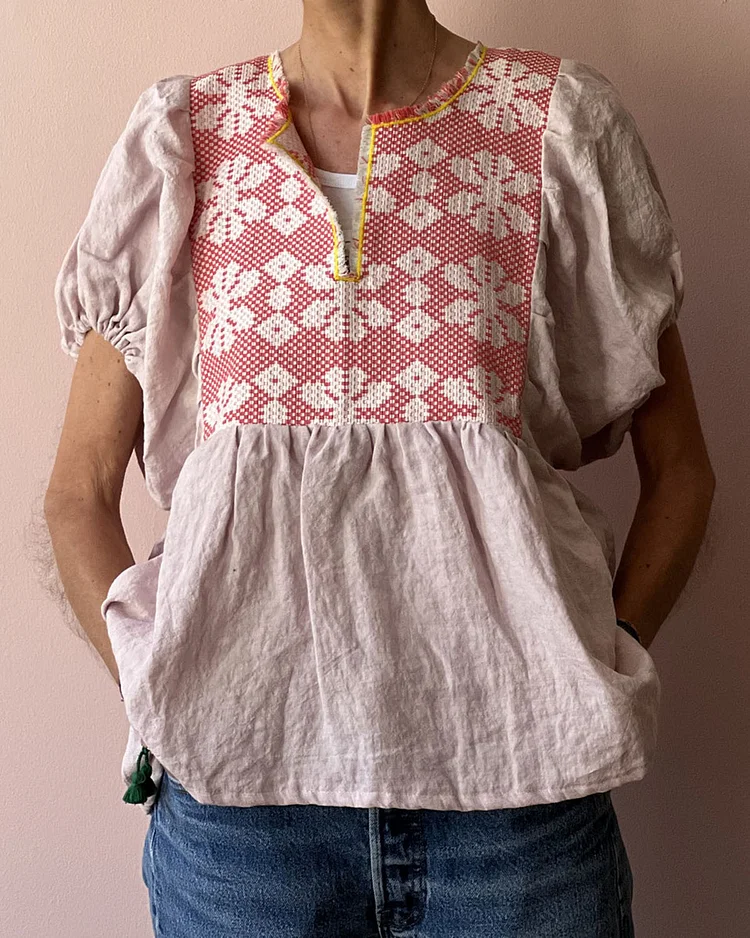 Resort-style panelled linen top ba1b
