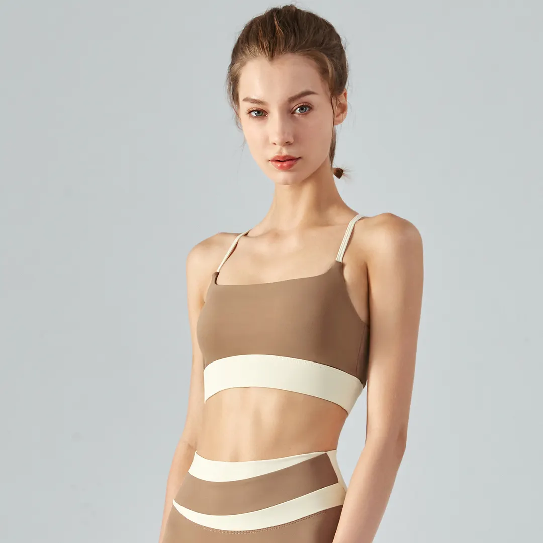 Shop u neck naked feeling buttery soft sweat wicking open back criss cross straps gym sports bra with removbale pads online on Hergymclothing 