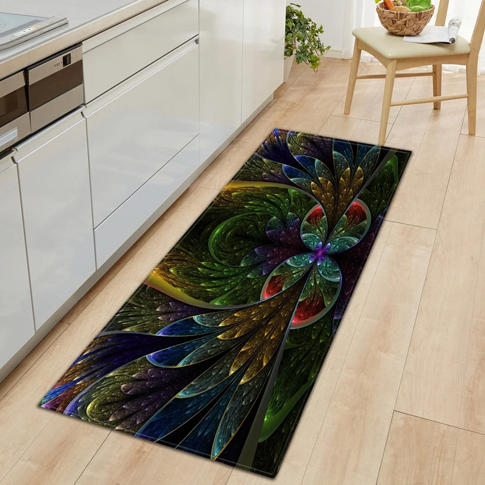 Nordic Entrance Doormat Kitchen Mat Home Bedroom Hallway Floor Rug 3D Pattern Decoration Flannel Carpet Bathroom Non-slip Mat