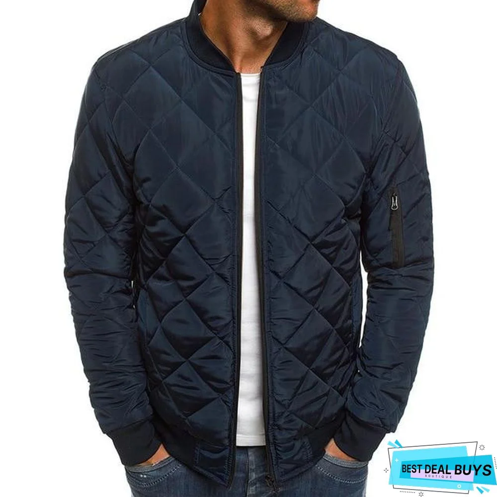 Men Jacket Warm Cotton Jacket Coats Stand Collars Zippers Men Clothes Winter Jacket