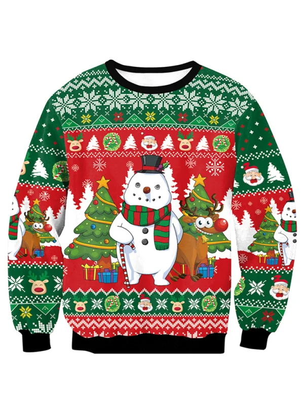 Women's Christmas Graphic Print Crew Neck Long Sleeve Top Flusfy