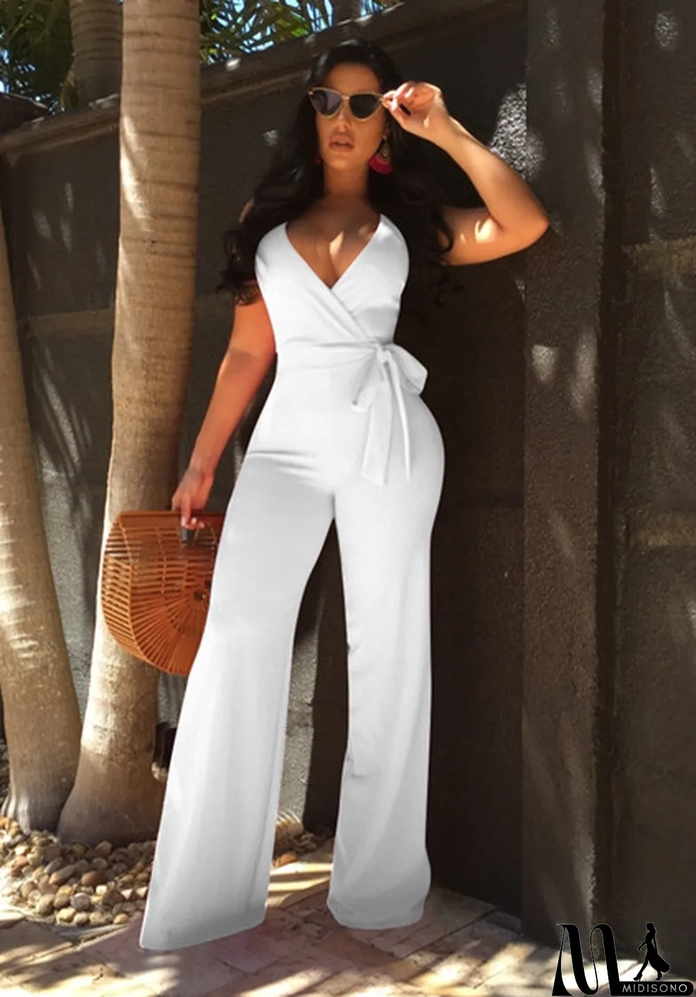 MidiSono - Army Green Backless Solid Fashion sexy Jumpsuits & Rompers