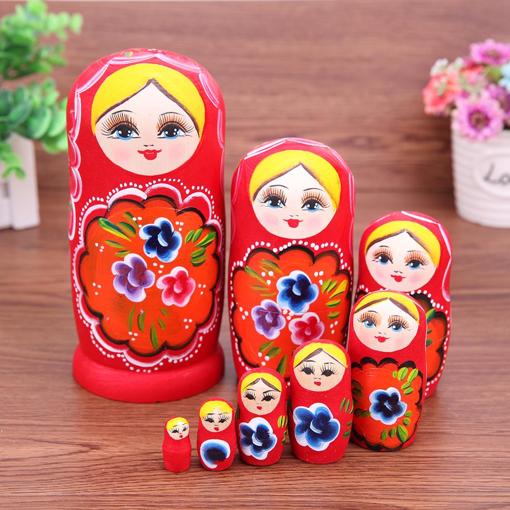 

8pcs Wooden Red Girl Russian Nesting Dolls Matryoshka Doll Hand Painted Gift, 501 Original