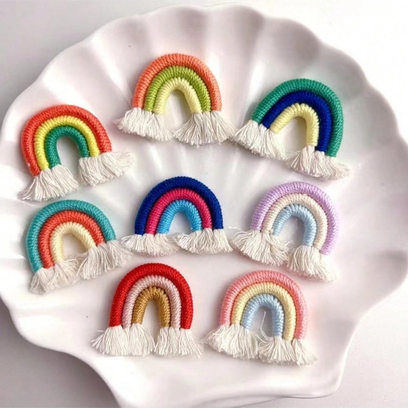 5 PCS/Package 4.3*4.3cm Cloth Fabric Tassel Rainbow DIY Ornament Accessories Earring Findings Keychain Accessories