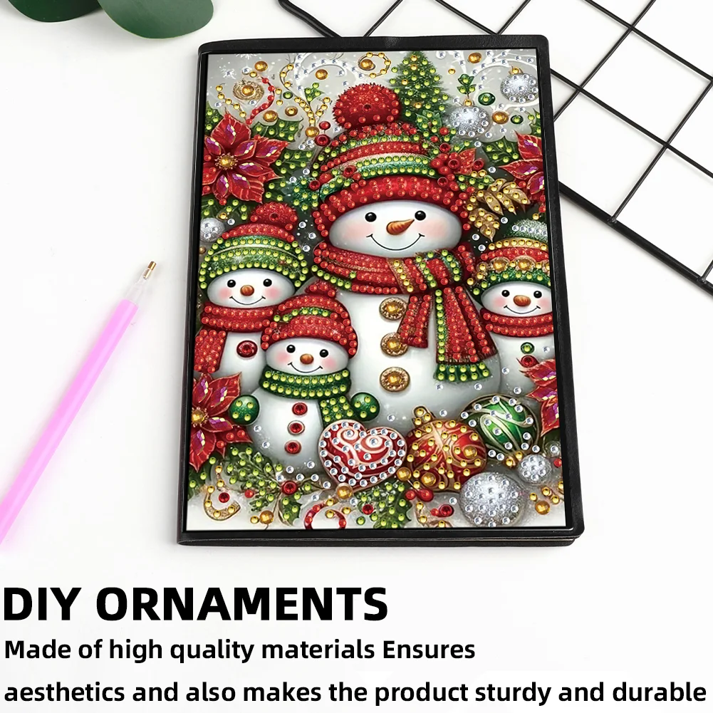 50-Page A5 Snowman Diamond Painting Notebook for Adult Holiday Birthday Gift