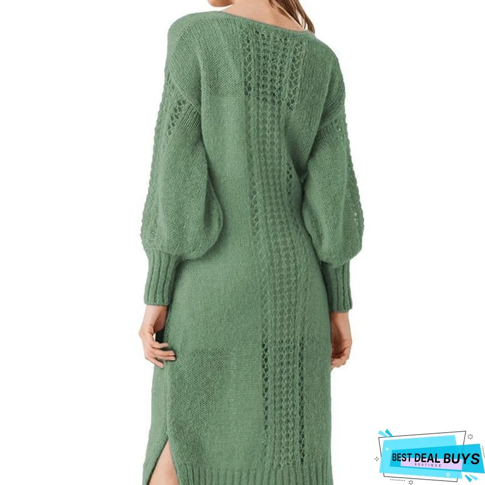 Sexy Cutout Solid Color Sweater Dress