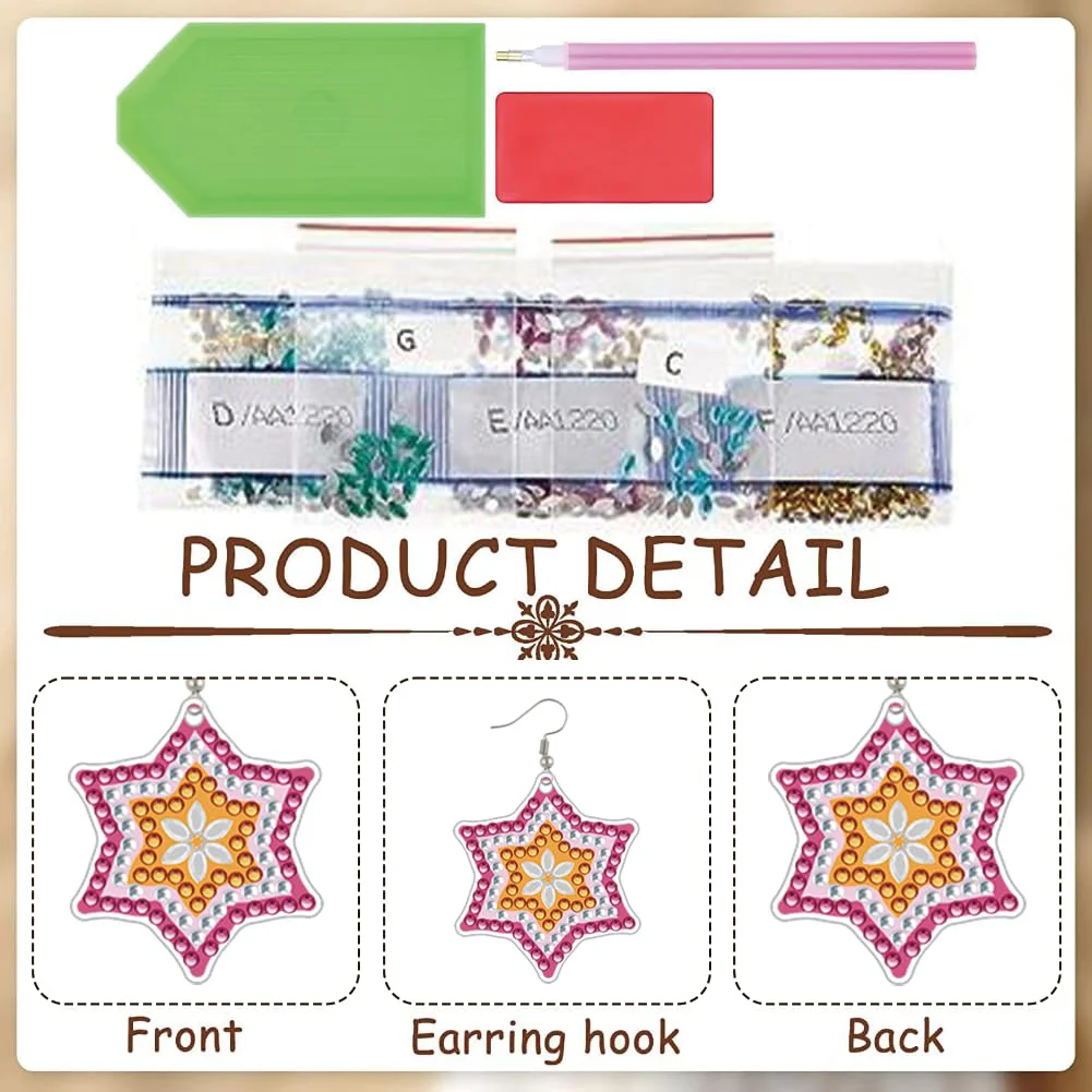 12 Pairs Leaves DIY Diamond Art Earrings Double Sided Diamond Painting Earrings