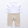 Baby Boys Romper with Bowtie Long-sleeve Gentleman Jumpsuit 3 Pcs /Sets