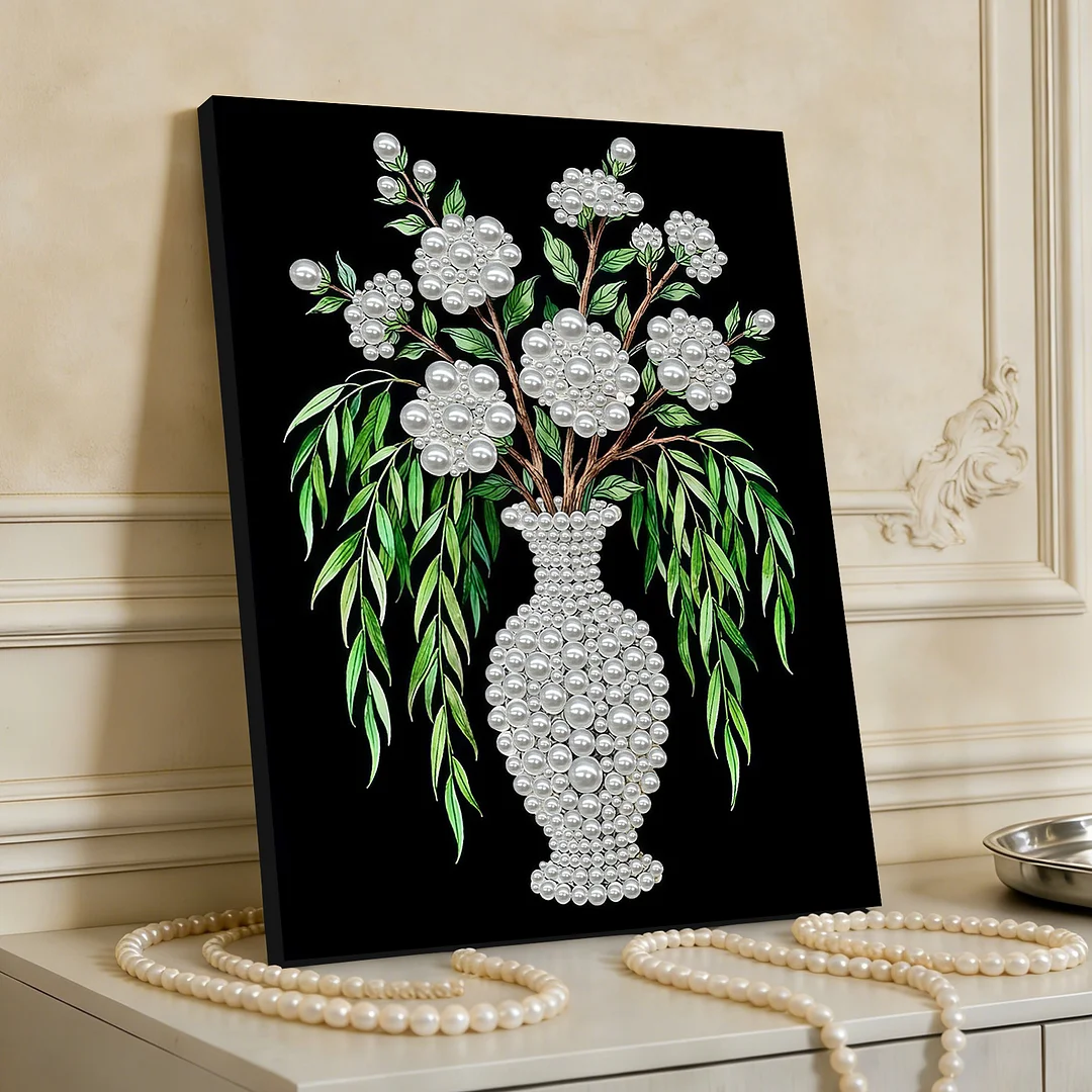 Vase - DIY Pearl Diamond Art Kit With Frame 30*40cm