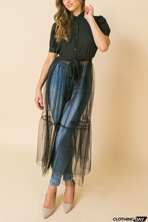 Showing Off A Little Shirt Cover Dress