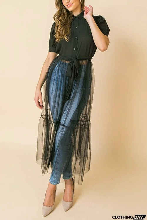 Showing Off A Little Shirt Cover Dress