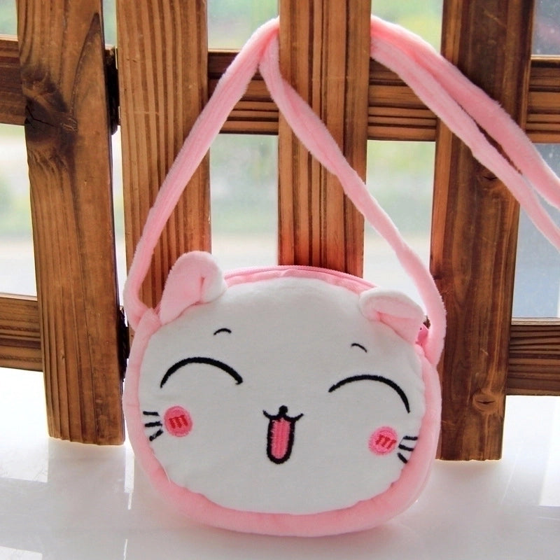 Kid’s Small Plush Rabbit Cat Elephant Cute Zipper Crossbody Bag