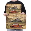 Camion rouge et grange vintage - Panneaux en &eacute;tain m&eacute;tallique(20*30cm/30*40cm) - Garage