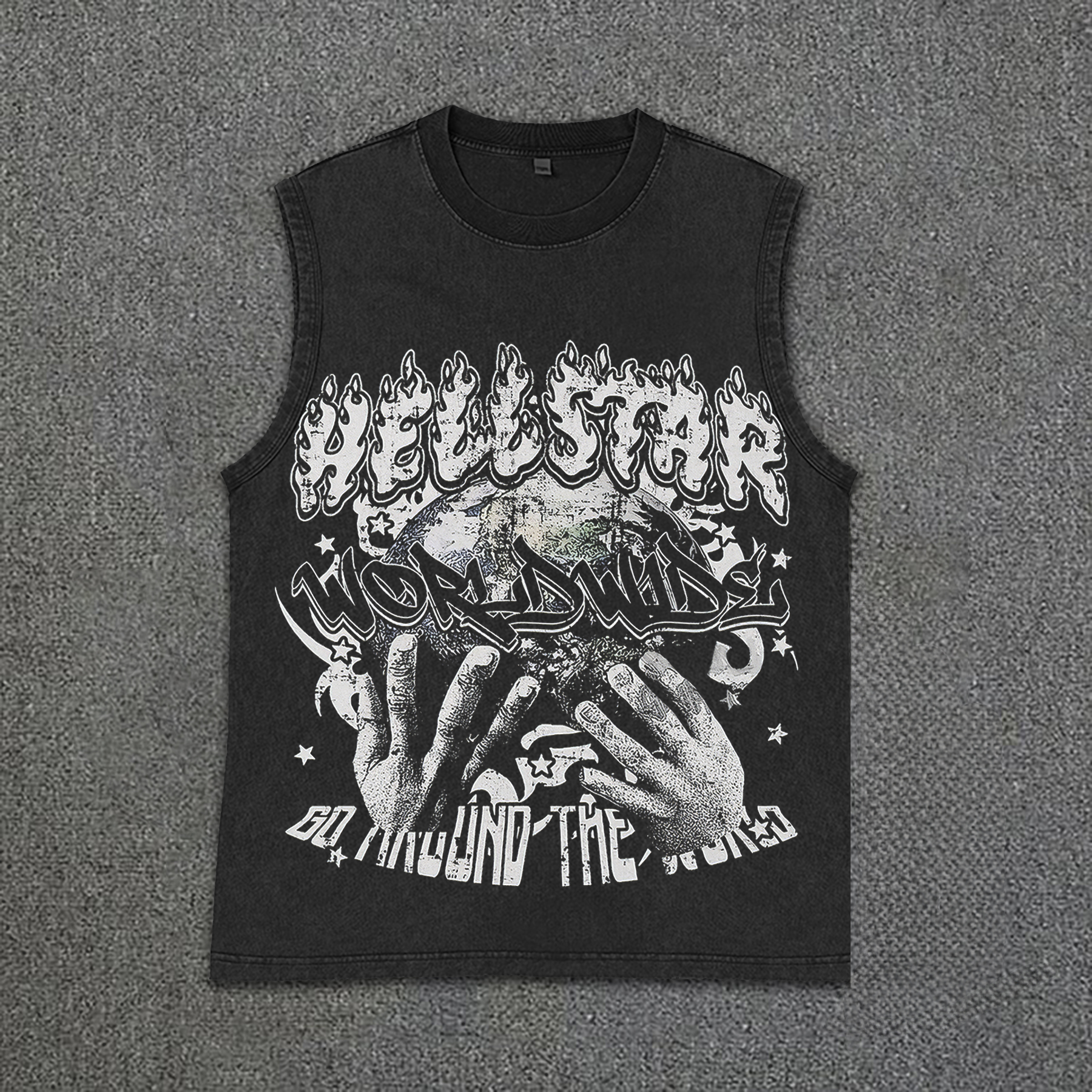 Sopula Retro Worldwide Graphic Vintage Wash Sleeveless Tank Top - SOPULA