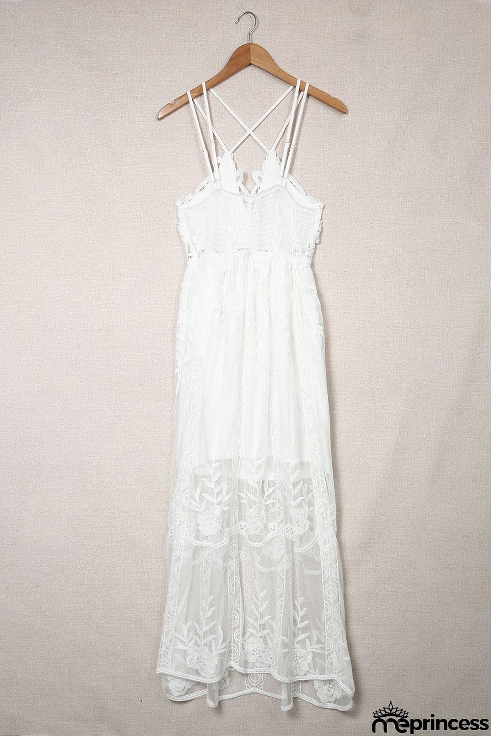 Lace Crisscross Backless Maxi Dress