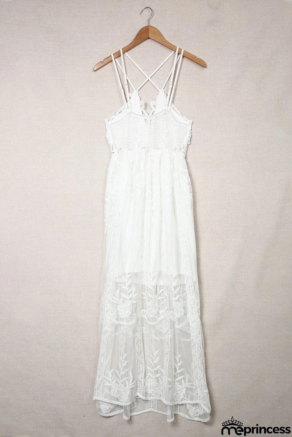 Lace Crisscross Backless Maxi Dress