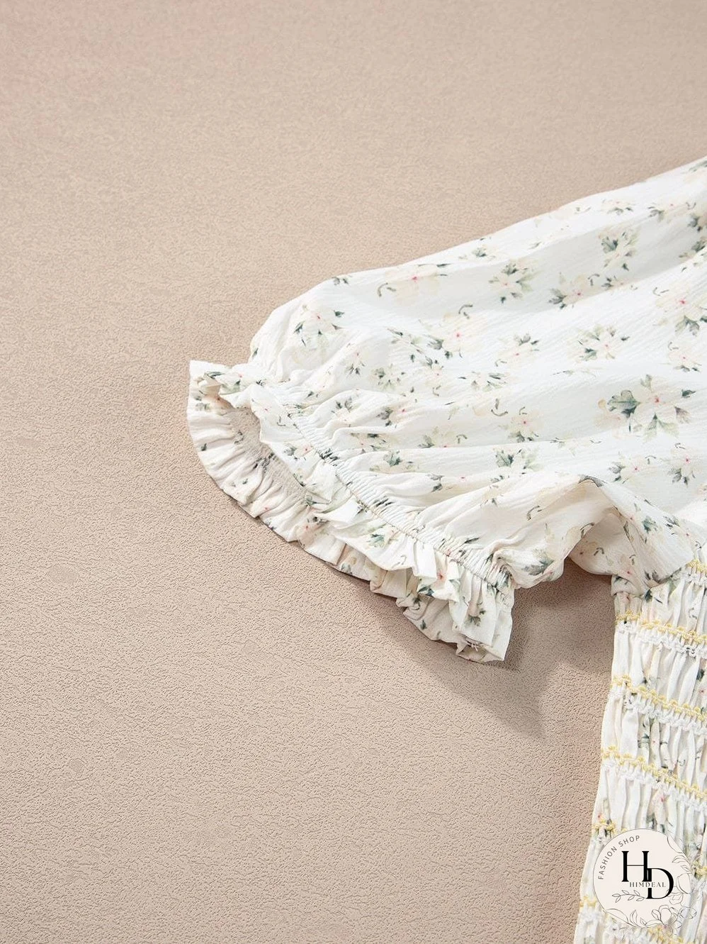 Floral Tiered White Maxi Dress with Shirred Bodice