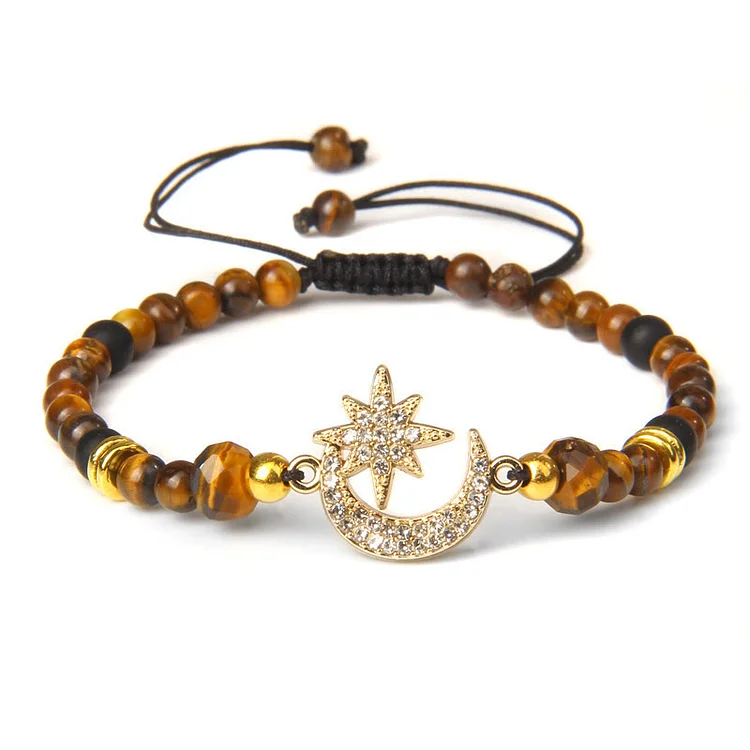 Olivenorma "Moon And Starlight" Gemstone Moon & Star Bracelet