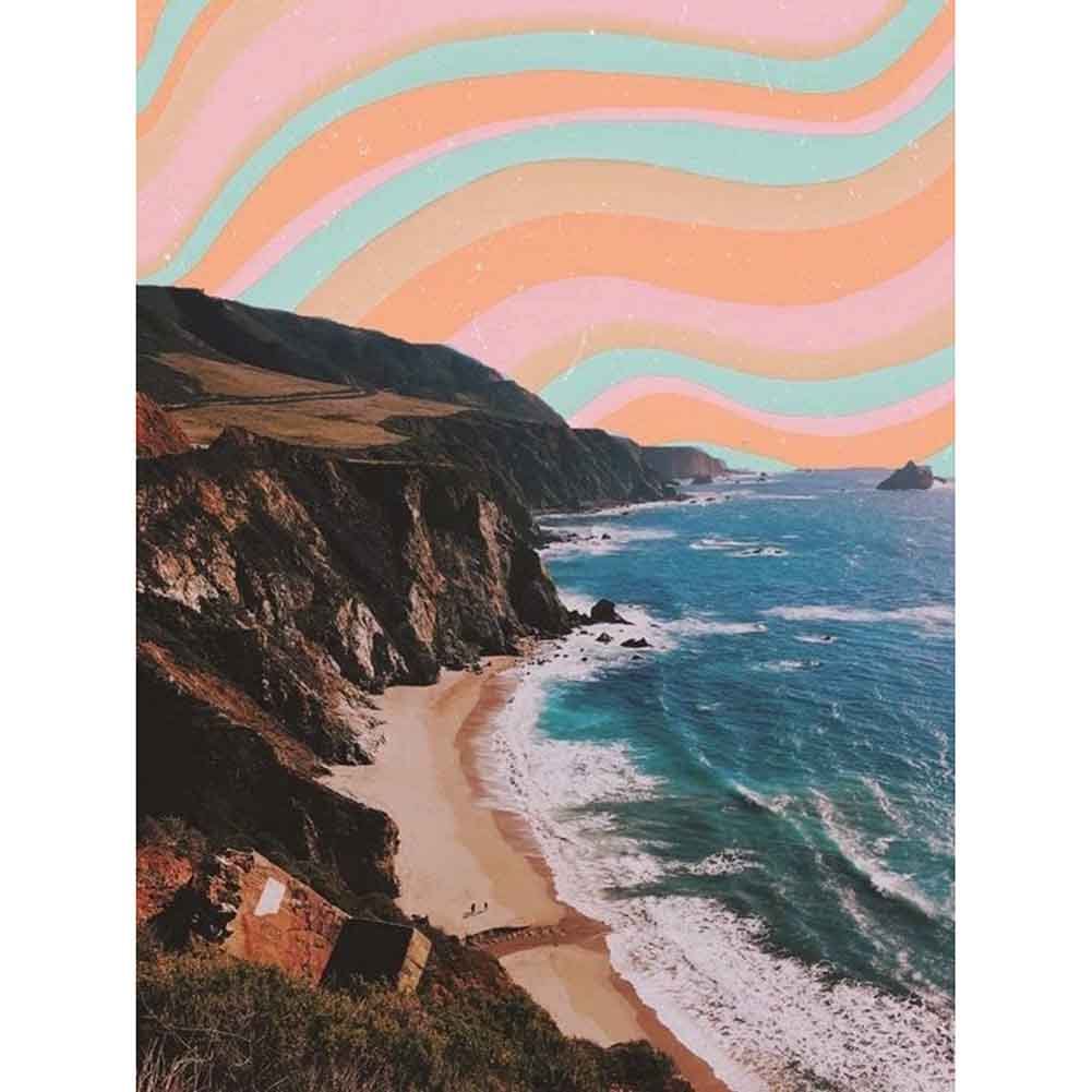 Full Round Diamond Painting - Rainbow Seaside(30*40cm)