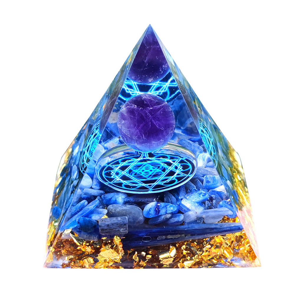 Crystal Orgonite Pyramid Healing Energy Reiki Chakra Home Office Decor (F)