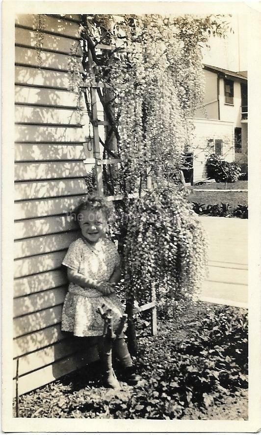 LITTLE GIRL Found ANTIQUE Photo Poster painting bwOriginal Snapshot VINTAGE 13 17