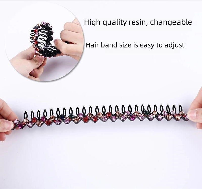 Korean New Arrival Toothed Non-Slip Rhinestone Headband Fashionable Simple Wave Crystal Headband Hair Card Headwear