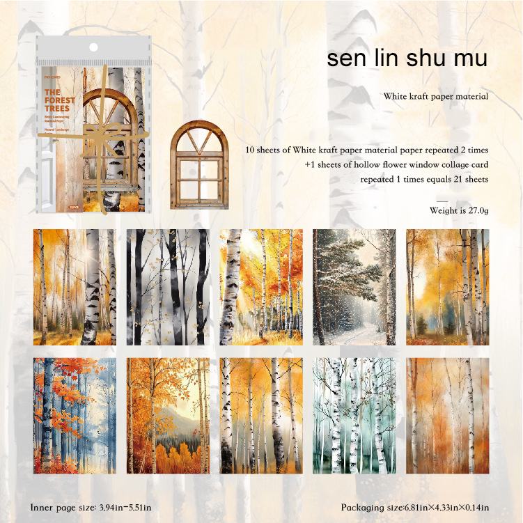 Material Paper - Natural Landscape Series Vintage Plant Forest Wall 