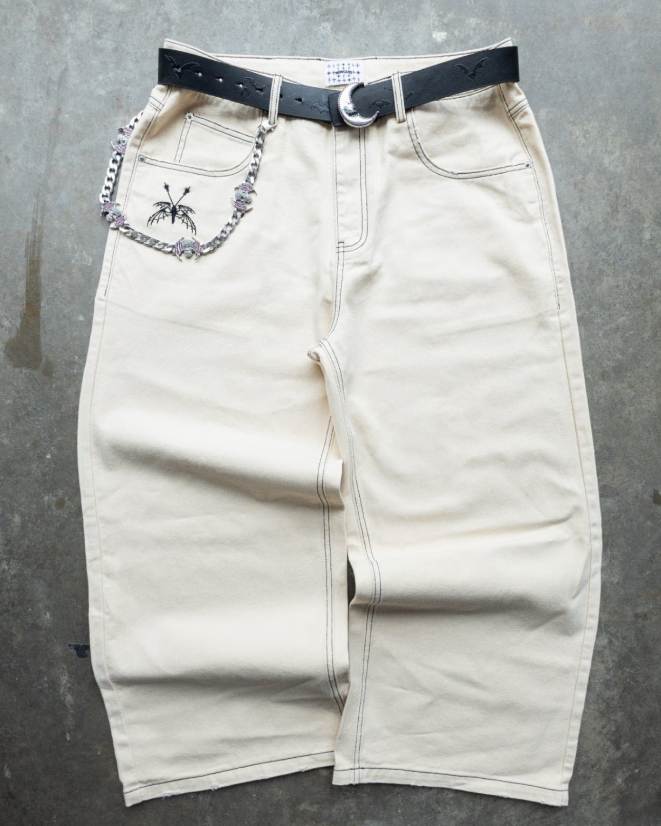 CREAM - CONTRAST DENIM - Baggy Pants