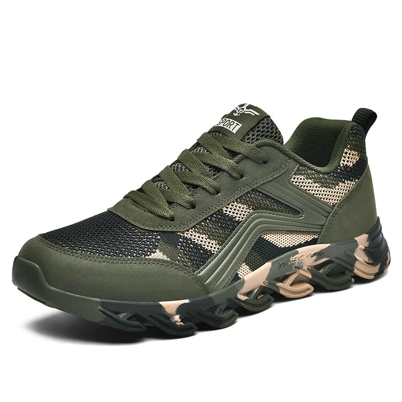 Camouflage 2021 New Summer Men Mesh Lace-Up Sports Shoes Fashion Outdoor Casual Shoes Light Breathable Running Sneaker Big Size