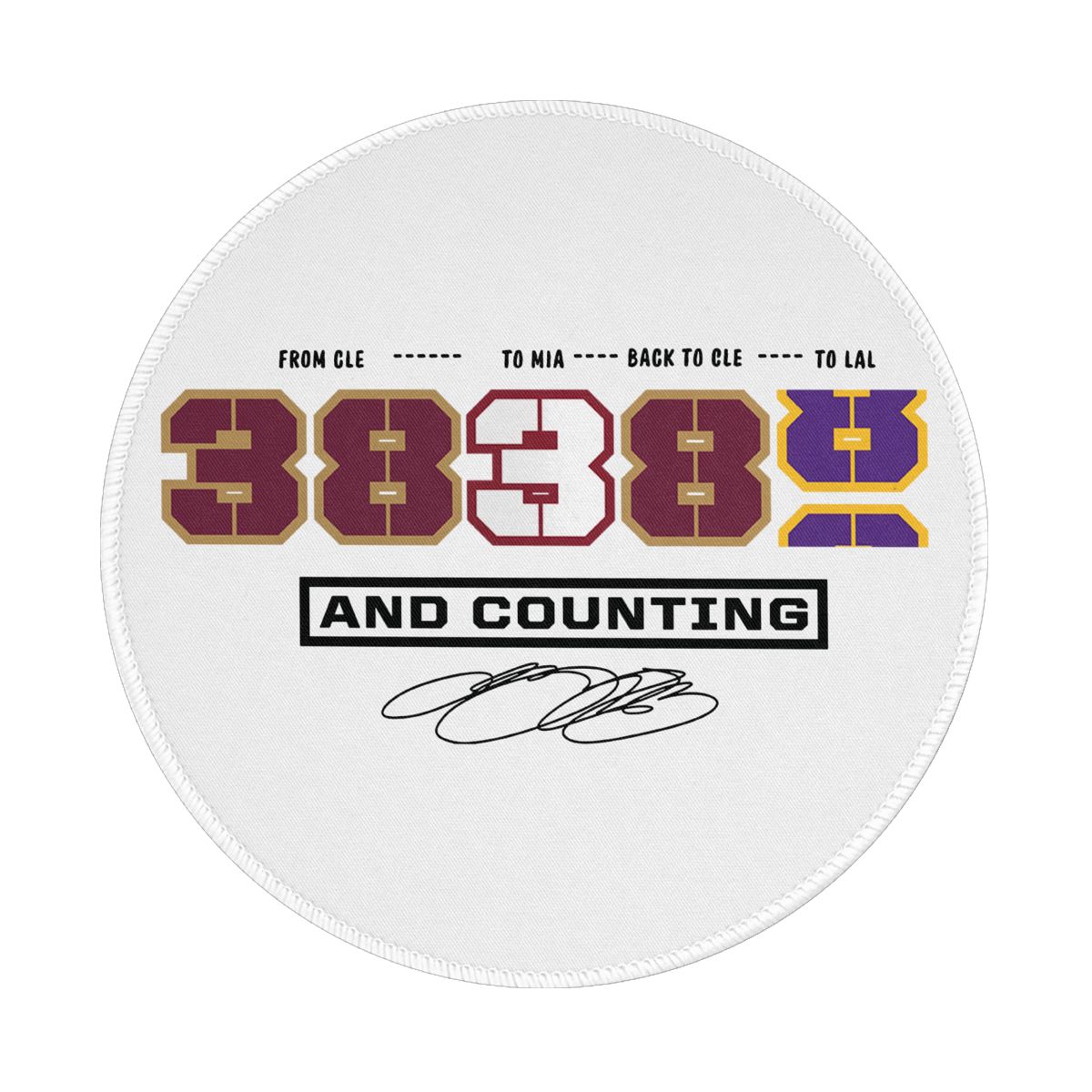 LeBron James NBA All-Time Scoring Record Split Points Non-Slip Rubber Round Mouse Pad