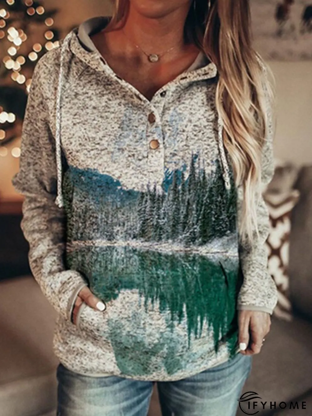 Vintage Hoodie Long Sleeve Landscape Printed Statement Casual Sweatshirt | IFYHOME