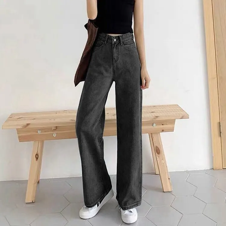 Women's High Waist Wide Leg Jeans, Loose Fit Straight Leg Denim Pants