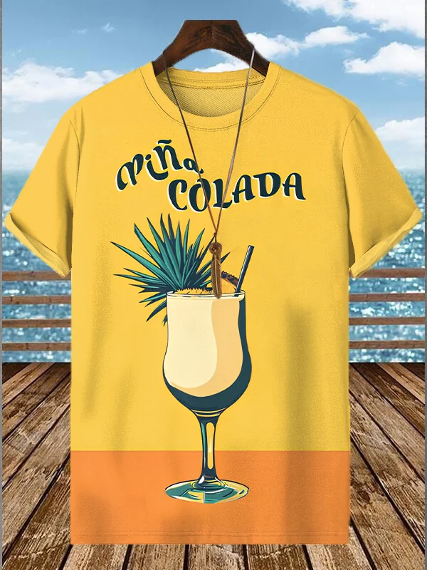 Men's Pina Colada Cocktail Print T-Shirt