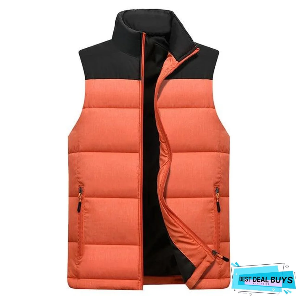 Men Down Vest Men's Warm Thick Coats Jacket and Coats Zipper Multiple Pockets Casual Vests Sleeveless Jacket