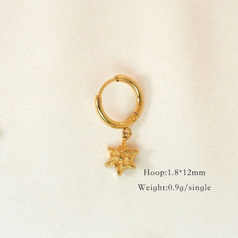 1 Pair Minimalist Cross Devil’s Eye Moon 304 Stainless Steel Drop Earrings