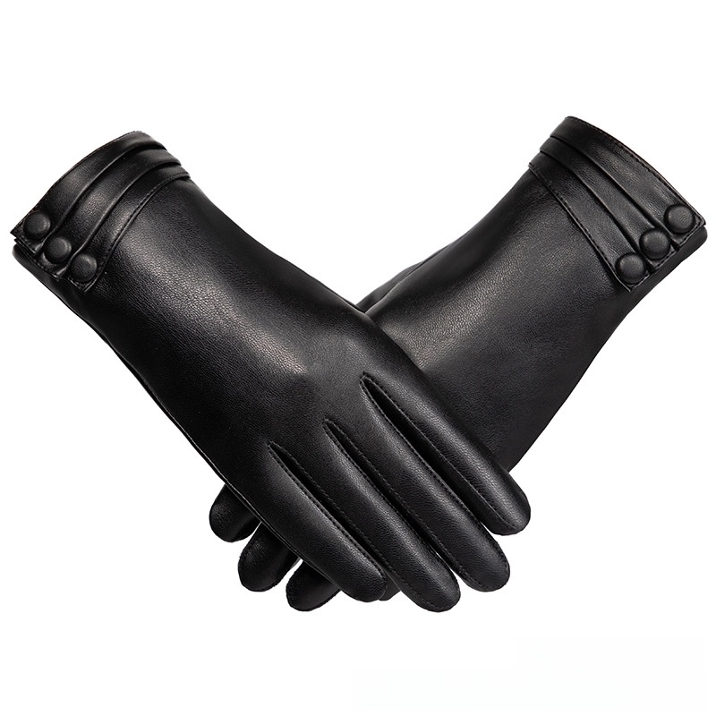 Gloves Ladies Winter Outdoor Warm Gloves Velvet Touch Screen Driving Electric Car Gloves PU Leather Gloves