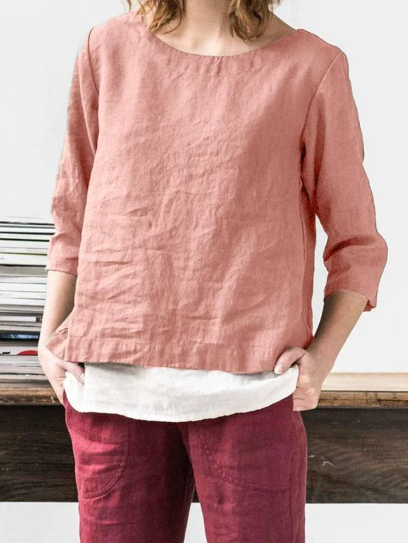 Women's Casual Linen Shirt-Mayoulove