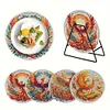 4Pcs Wooden Phoenix DIY Diamond Painting Placemats with Holder for Home Decor