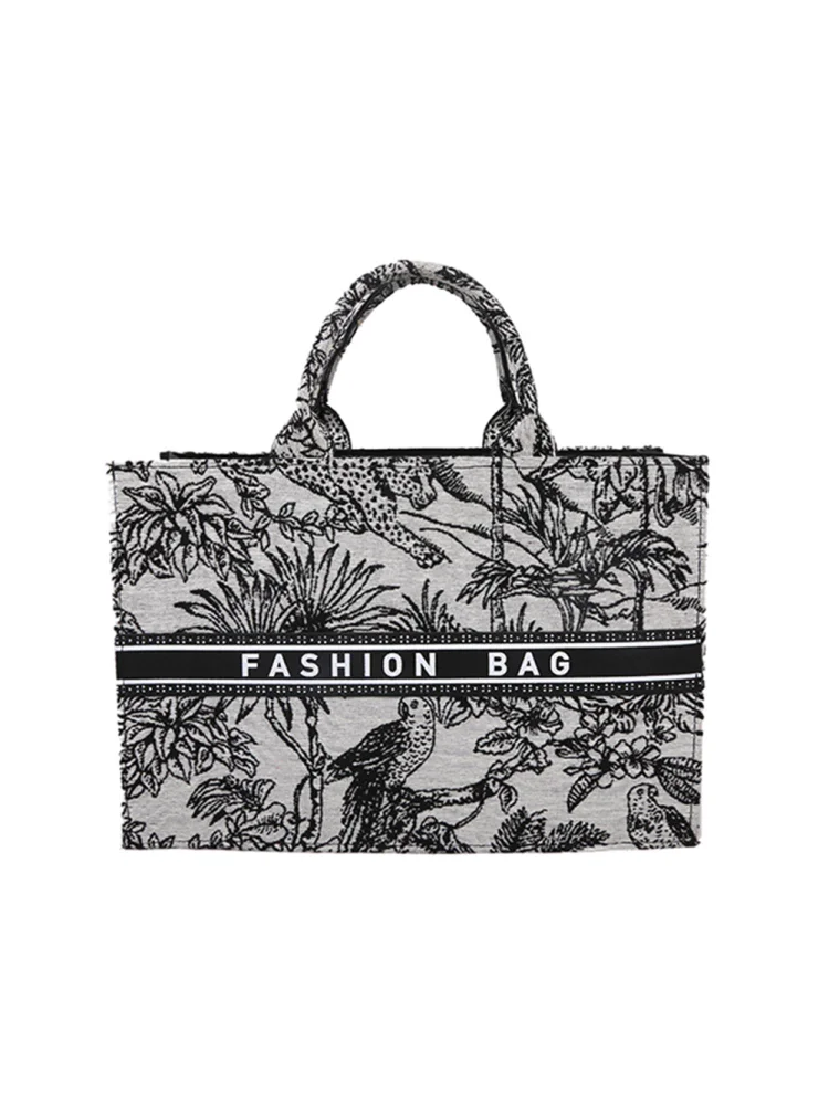 Fashion Women Canvas Printing Top-handle Tote Bag Large Handbags (S Black)