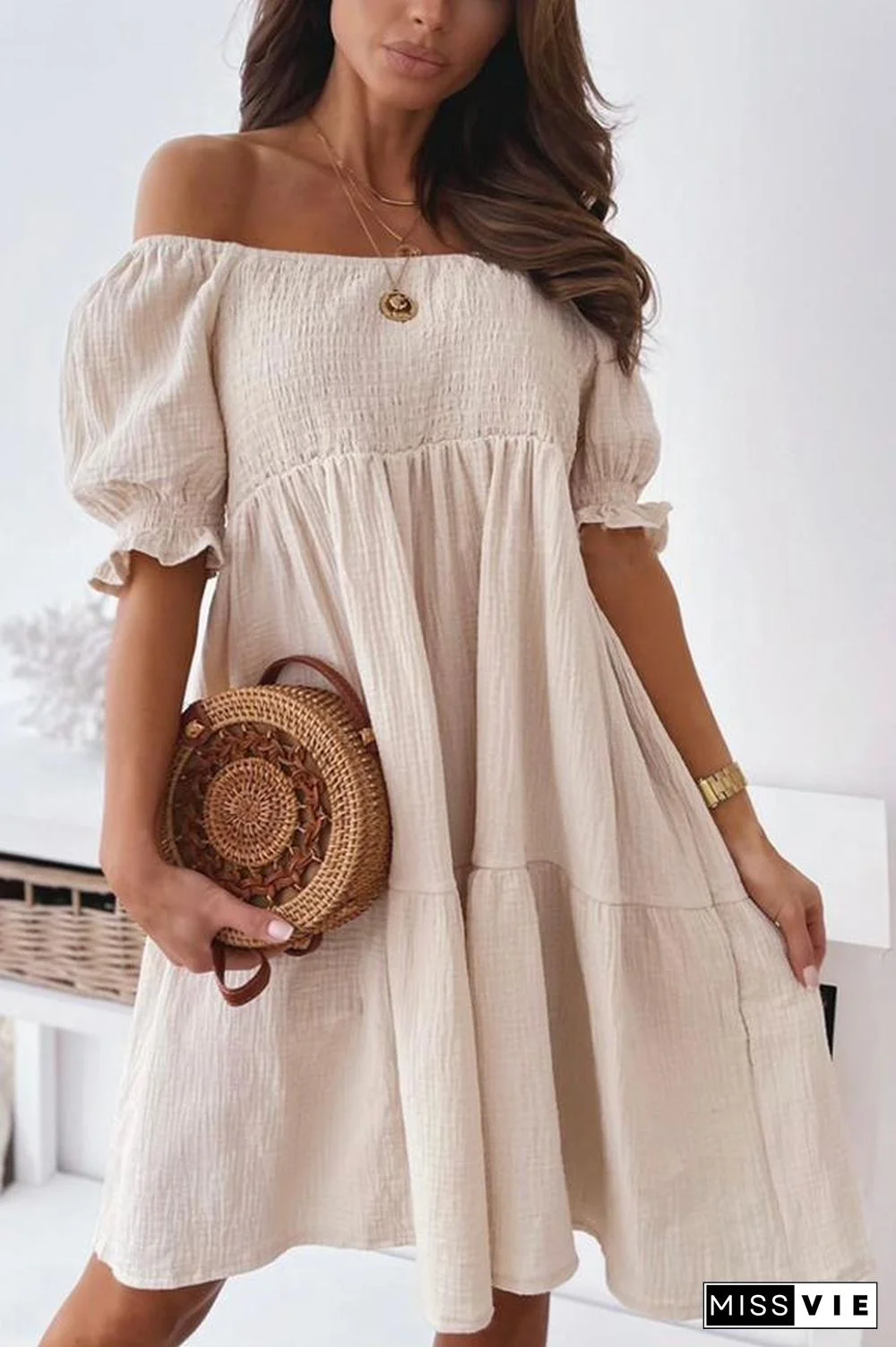 Enchanted Off The Shoulder Smocked Loose Dress