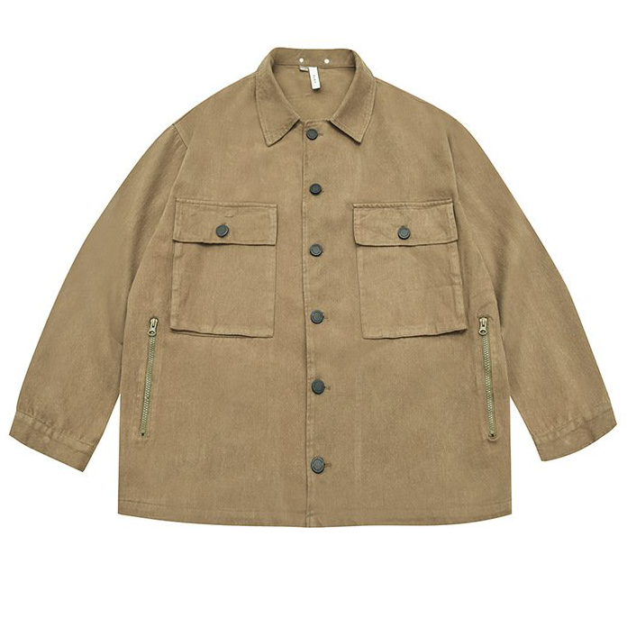 Men's Thickened Vintage Washed Multi Pocket  Thickened Multi Bag Jacket For Fishing,Hunting,Outdoor,Work