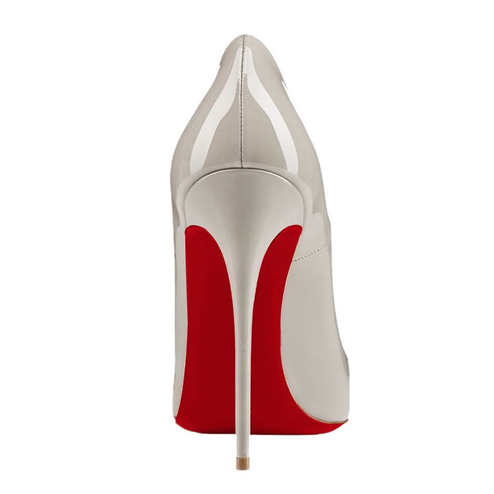 4.72" Women's Party Wedding Heels Pumps Patent Grey-vocosishoes