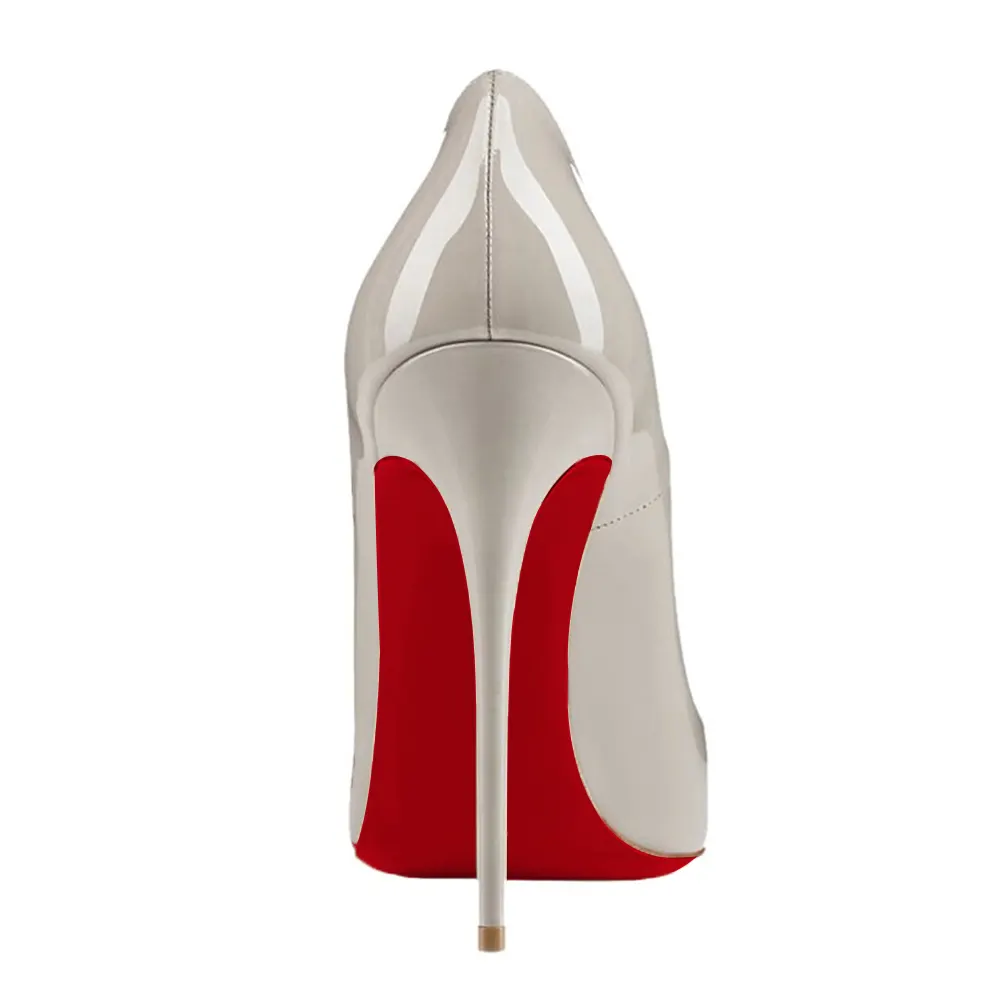 4.72" Women's Party Wedding Heels Pumps Patent Grey-vocosishoes