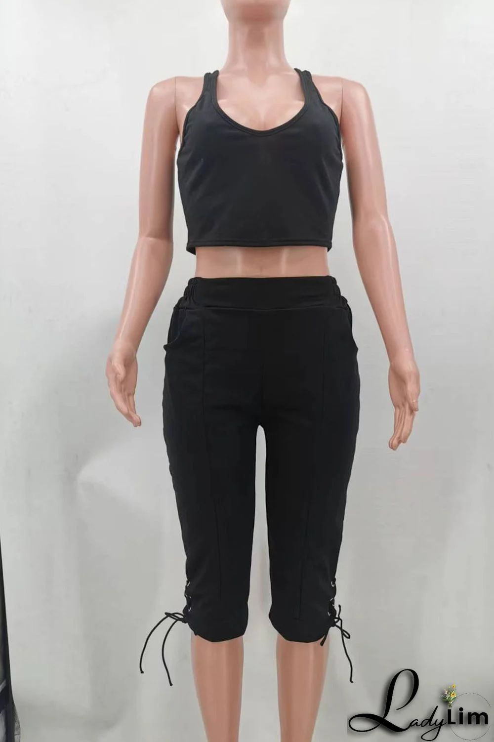 Blue Sexy Solid Split Joint V Neck Two Pieces