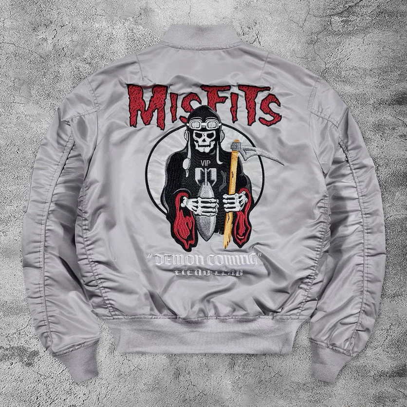 Casual sickle skull bomber jacket