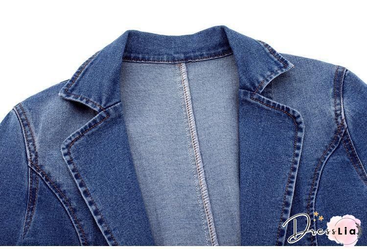 Shawl Collar Plain Denim Denim Jacket