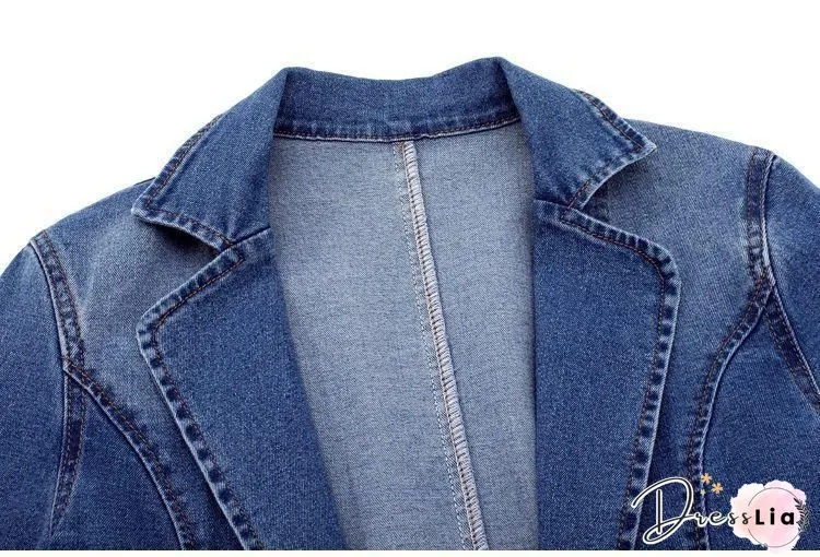 Shawl Collar Plain Denim Denim Jacket