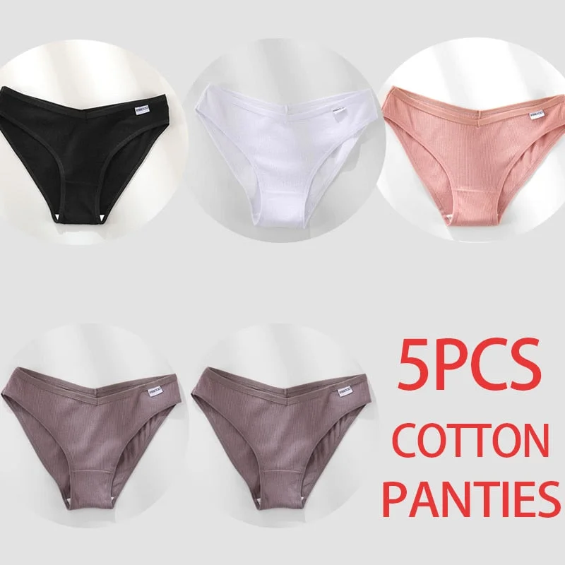 5PCS/Set Women Panties Cotton Underwear Female Panties Solid Color Underpants Sexy Lingerie Pantys for Woman Briefs Intimates