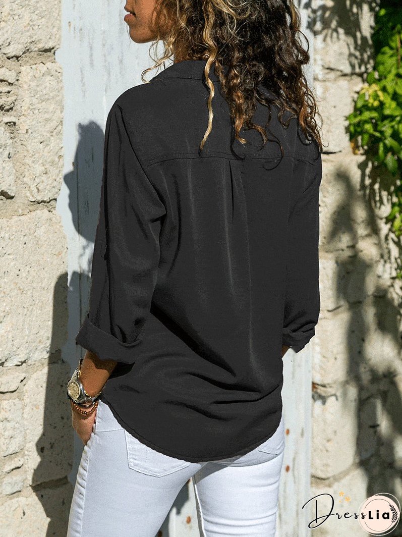 Casual Long Sleeve Top with Pockets